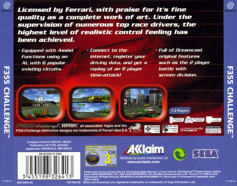 F355 Challenge - SEGA Dreamcast - CIB PAL - Bon état