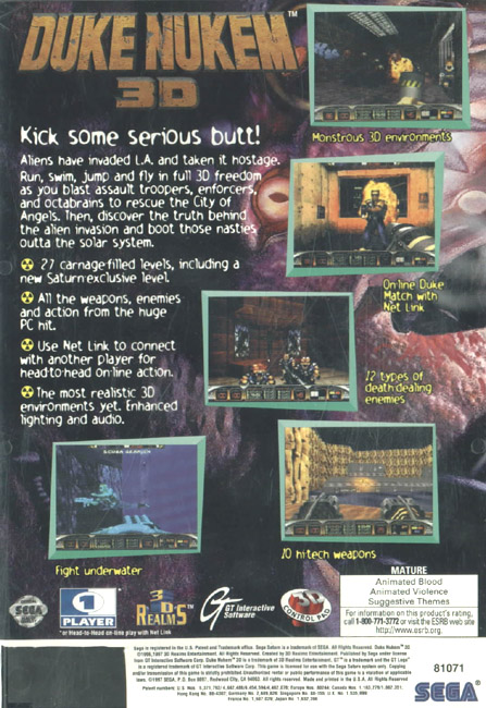 Sega Saturn D Duke Nukem 3D U Game Covers Box Scans Box Art CD Labels ...